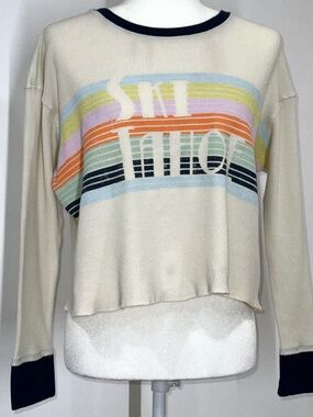 Anthropologie Saturday Sunday Rainbow Thermal Top Women’s Small Cropped